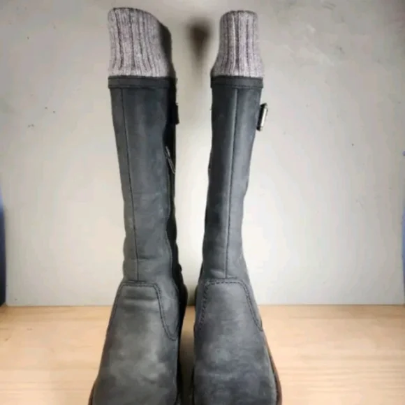 UGG Skylair Boot Women's Size 6 Gray Suede Knit Lined Logo Shearling Tall - Picture 7 of 10